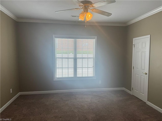 401 Pelican Ln, Clemmons, NC 27012 - unfurnished room featuring a ceiling fan, baseboards, crown molding, and carpet flooring
