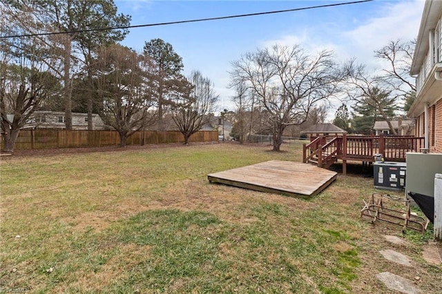 view of yard with a deck