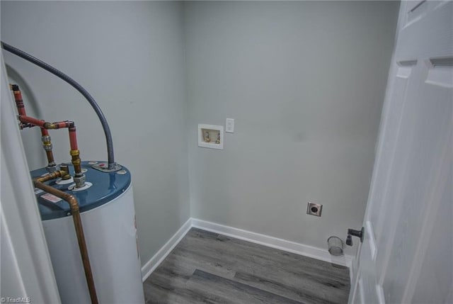 714 Martin St, Greensboro, NC 27406 - washroom with laundry area, hookup for a washing machine, water heater, electric dryer hookup, and wood finished floors