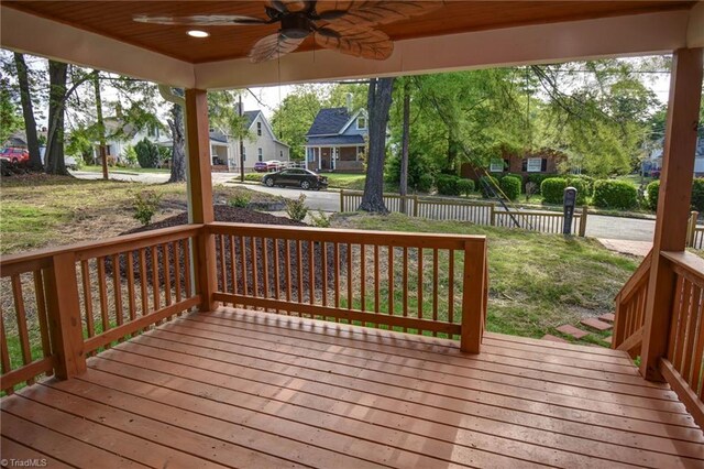 714 Martin St, Greensboro, NC 27406 - wooden deck featuring a ceiling fan