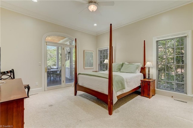 10 Sunfish Pt, Greensboro, NC 27455 - bedroom with carpet, access to outside, crown molding, recessed lighting, and baseboards