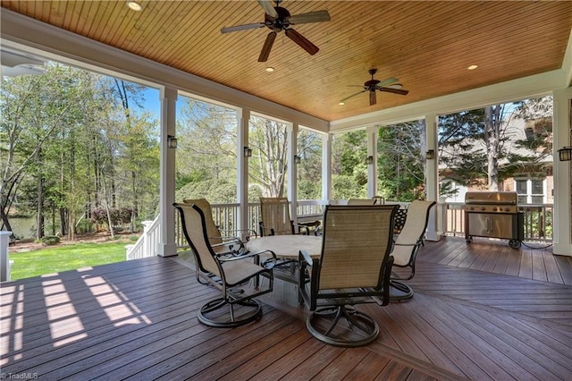 10 Sunfish Pt, Greensboro, NC 27455 - sunroom / solarium with a ceiling fan and outdoor dining area