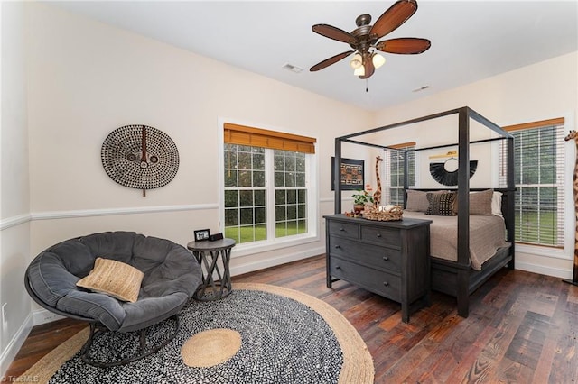 2733 Nebo Rd, East Bend, NC 27018 - bedroom with wood finished floors and ceiling fan