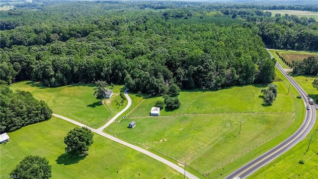 drone / aerial view with a rural view