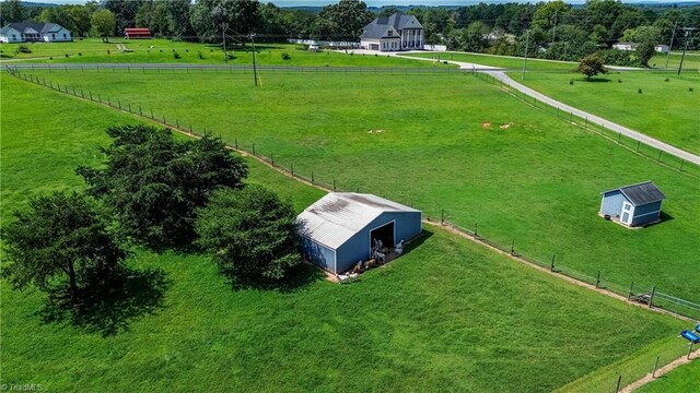 drone / aerial view with a rural view