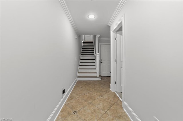606 Bellemeade St, Greensboro, NC 27401 - hallway featuring ornamental molding and stairway
