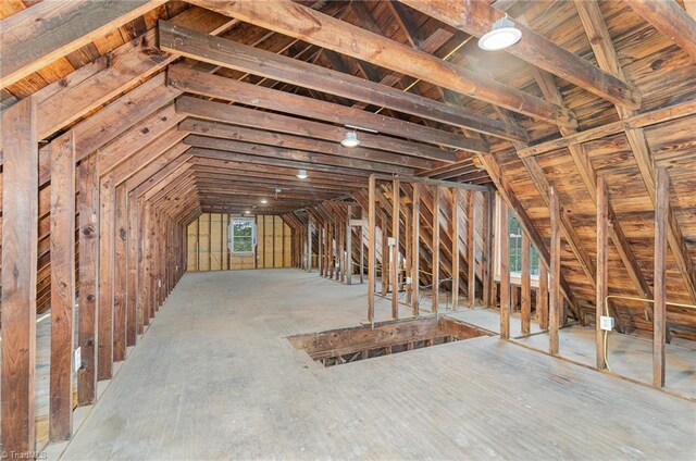 view of unfinished attic