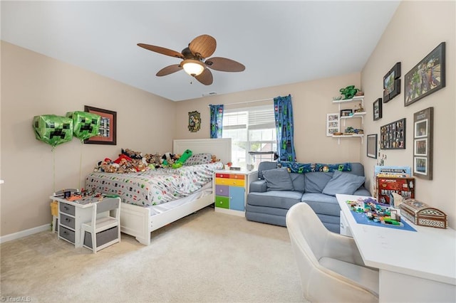 1720 Timber Cove Ct, Winston-Salem, NC 27127 - bedroom with baseboards, ceiling fan, and light carpet