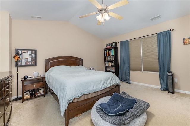 1720 Timber Cove Ct, Winston-Salem, NC 27127 - bedroom featuring light colored carpet, visible vents, and lofted ceiling