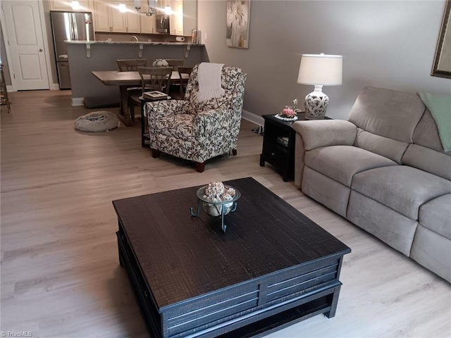 living room with light wood-type flooring