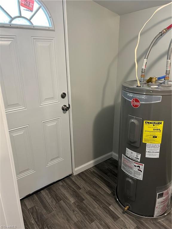 utility room featuring electric water heater