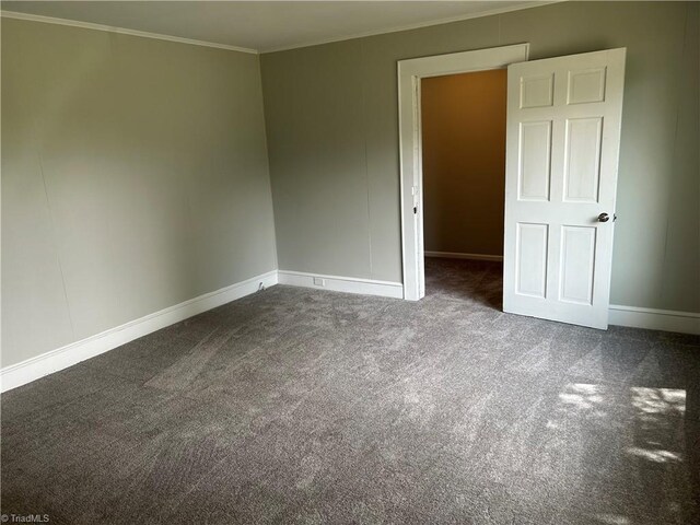 carpeted empty room with crown molding