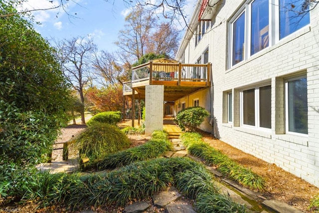 view of yard with a deck