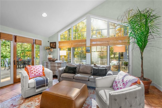 sunroom / solarium with vaulted ceiling and a wealth of natural light