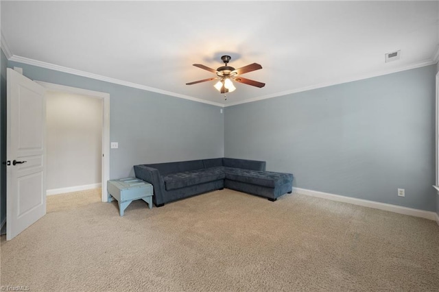 4803 Bluff Run Dr, Greensboro, NC 27455 - unfurnished room with ceiling fan, crown molding, light carpet, and baseboards