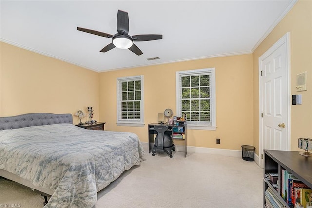 5002 Leadenhall Rd, Oak Ridge, NC 27310 - carpeted bedroom with baseboards, crown molding, and a ceiling fan