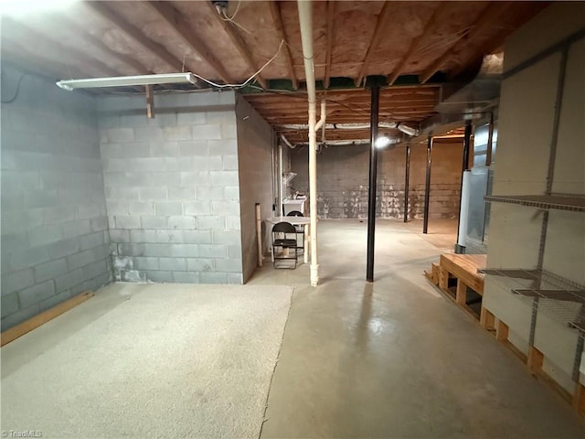 view of unfinished basement