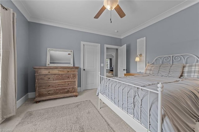 7823 Gatsby Pl, Greensboro, NC 27455 - bedroom featuring carpet flooring, ornamental molding, and ceiling fan
