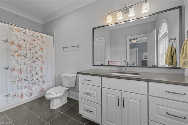 7823 Gatsby Pl, Greensboro, NC 27455 - full bath featuring vanity, tile patterned flooring, and a ceiling fan