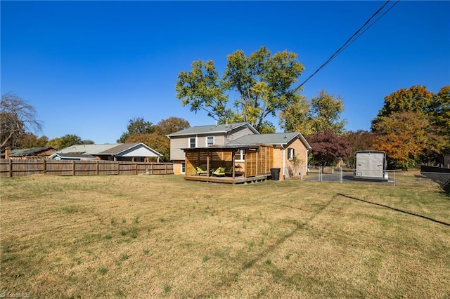 view of yard with a deck