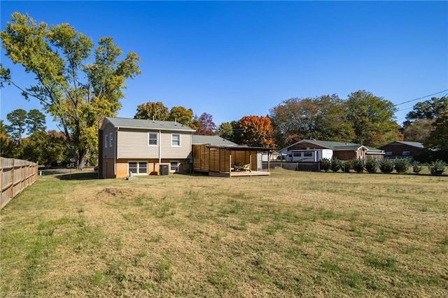 view of yard with a deck