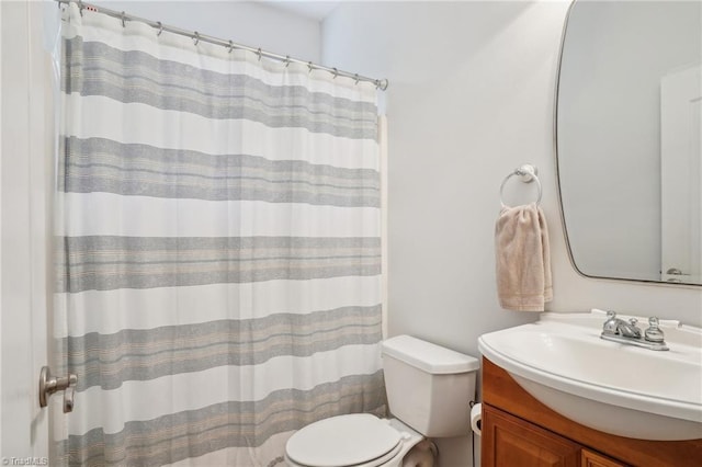 449 Wallburg High Point Rd, Winston-Salem, NC 27107 - bathroom featuring toilet, vanity, and a shower with shower curtain
