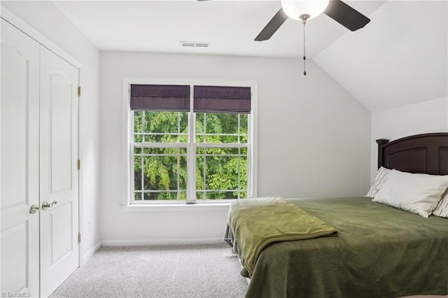 449 Wallburg High Point Rd, Winston-Salem, NC 27107 - carpeted bedroom with lofted ceiling, baseboards, and a ceiling fan