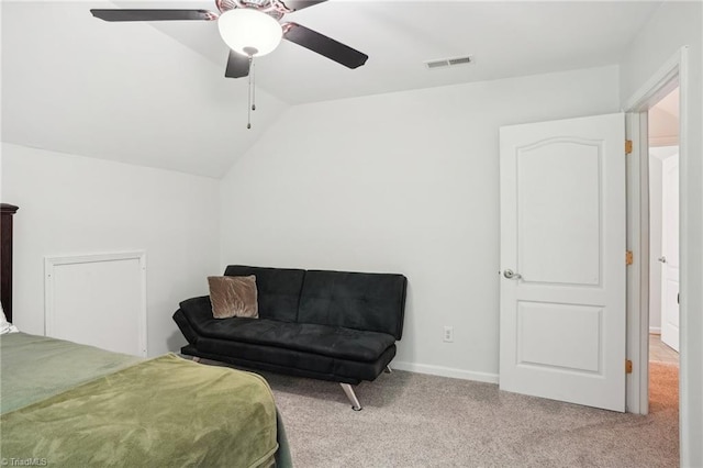 449 Wallburg High Point Rd, Winston-Salem, NC 27107 - bedroom featuring carpet flooring, lofted ceiling, and a ceiling fan