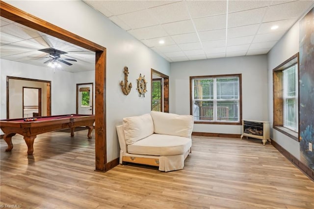 449 Wallburg High Point Rd, Winston-Salem, NC 27107 - living area with light wood finished floors, pool table, baseboards, ceiling fan, and recessed lighting