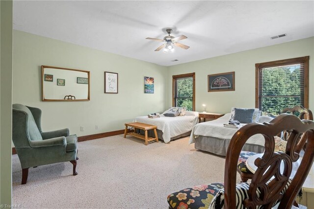 bedroom featuring carpet and ceiling fan