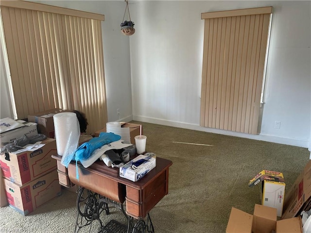 view of carpeted home office