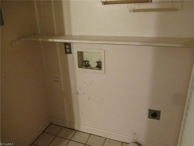 laundry room with washer hookup, light tile patterned floors, and electric dryer hookup