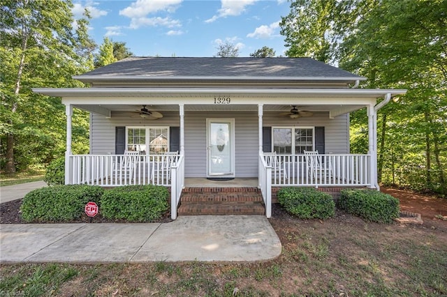 1329 Chickadee Cir, Asheboro, NC 27203 - bungalow-style house featuring ceiling fan and covered porch