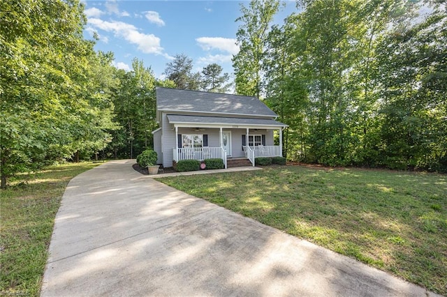 1329 Chickadee Cir, Asheboro, NC 27203 - view of front of home featuring covered porch, a front lawn, and driveway