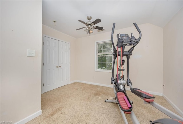 1329 Chickadee Cir, Asheboro, NC 27203 - workout room with a ceiling fan, baseboards, and carpet