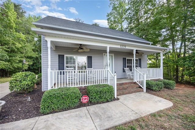 1329 Chickadee Cir, Asheboro, NC 27203 - view of front of property featuring ceiling fan and covered porch