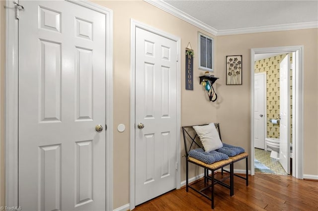 3100 Coachmans Way, Durham, NC 27705 - sitting room featuring baseboards, crown molding, wood finished floors, and visible vents