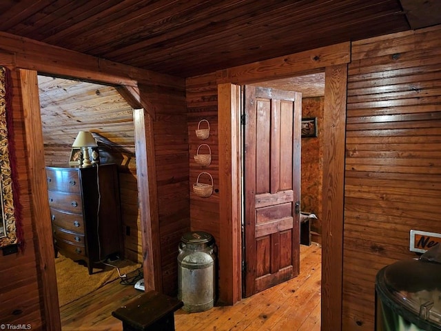 4793 Cheek Mountain Rd, Laurel Springs, NC 28644 - hallway featuring hardwood / wood-style floors and wood ceiling