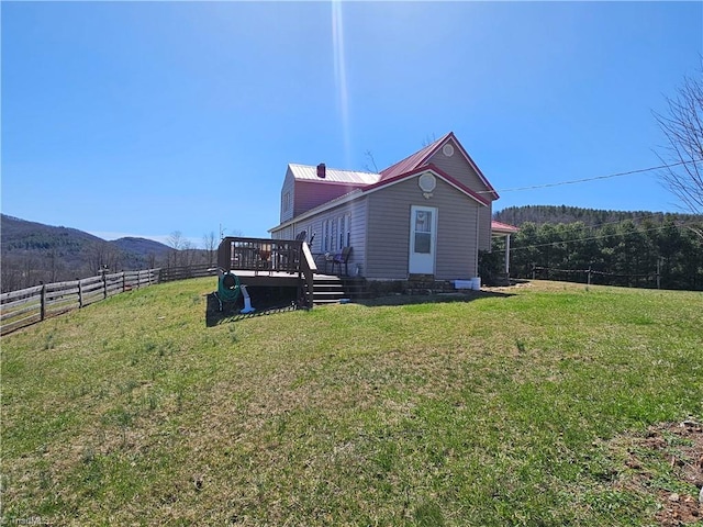 4793 Cheek Mountain Rd, Laurel Springs, NC 28644 - rear view of property with a deck with mountain view and metal roof
