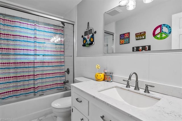 4515 Gilmore Dr, Liberty, NC 27298 - bathroom featuring toilet, marble finish floors, shower / tub combination, and vanity