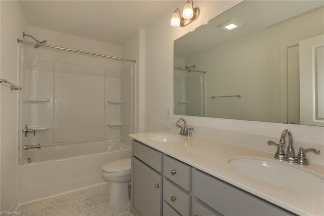 6021 Crestridge Ln Unit 1003, Winston-Salem, NC 27105 - bathroom featuring double vanity, shower / bathtub combination, and tile patterned floors