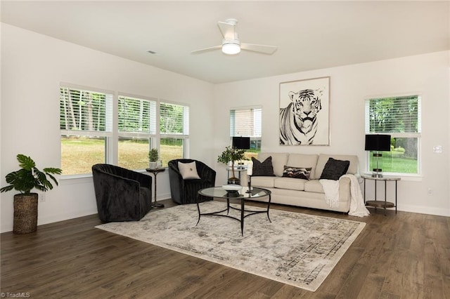 6021 Crestridge Ln Unit 1003, Winston-Salem, NC 27105 - living area featuring ceiling fan and dark wood-type flooring