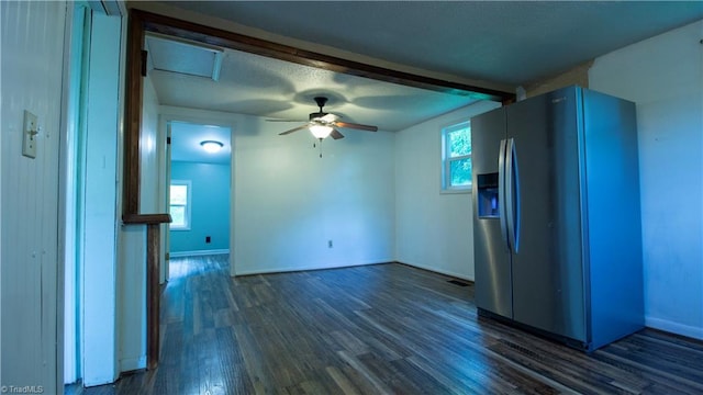 1176 Arbor Grove Church Rd, Millers Creek, NC 28697 - unfurnished living room with dark wood-type flooring and ceiling fan