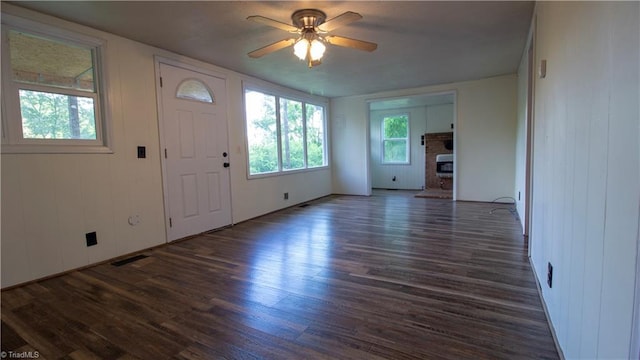 1176 Arbor Grove Church Rd, Millers Creek, NC 28697 - foyer with wood finished floors and ceiling fan