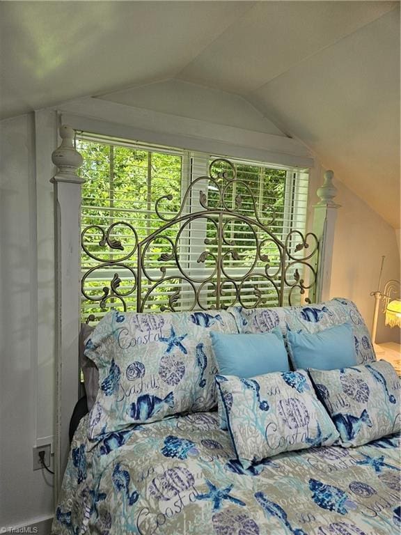 bedroom featuring vaulted ceiling