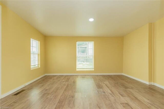 empty room with light wood-type flooring and a wealth of natural light