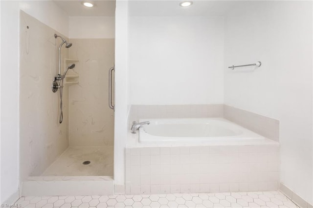 bathroom with plus walk in shower