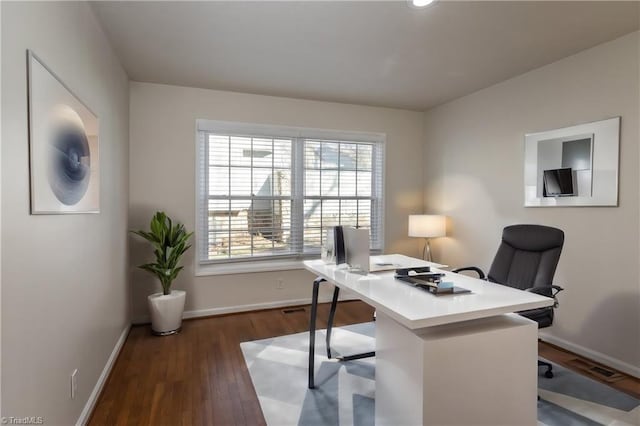 office featuring dark hardwood / wood-style flooring