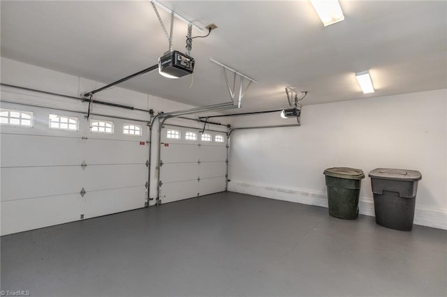 garage with a garage door opener