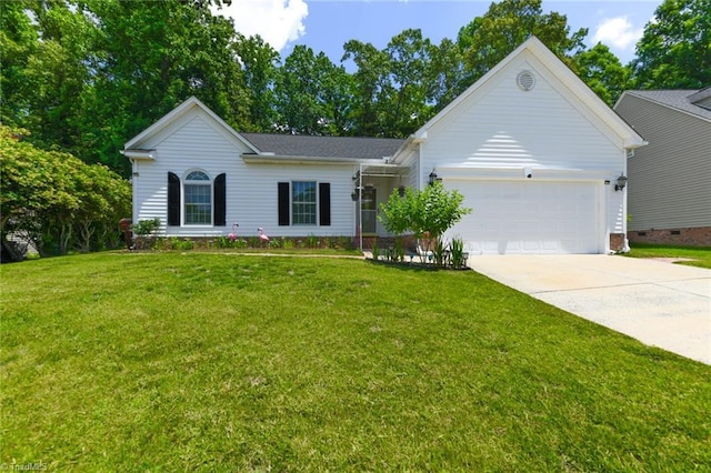 3920 Gisbourne Dr, Jamestown, NC 27282 - ranch-style home featuring concrete driveway, a garage, and a front lawn